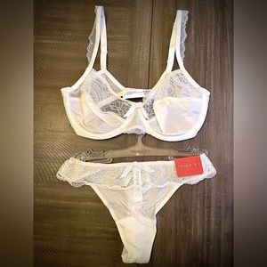 Marie Jo- White Bra & Panty Set in a 34D with Small Thong